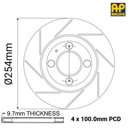 Ø254mm x 9.7mm Solid Brake Disc with Integral Bell - 4 x 100mm PCD - Race and Rally