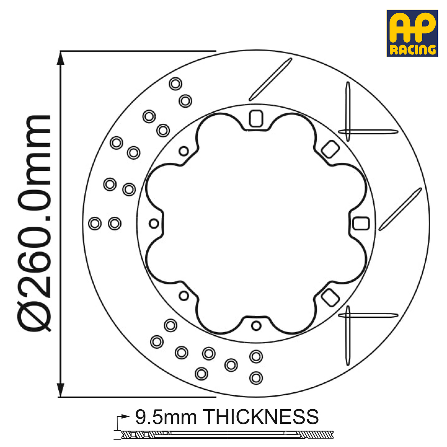 Ø260mm x 9.5mm Solid Brake Disc - 6 x 139.7mm PCD - Race and Rally