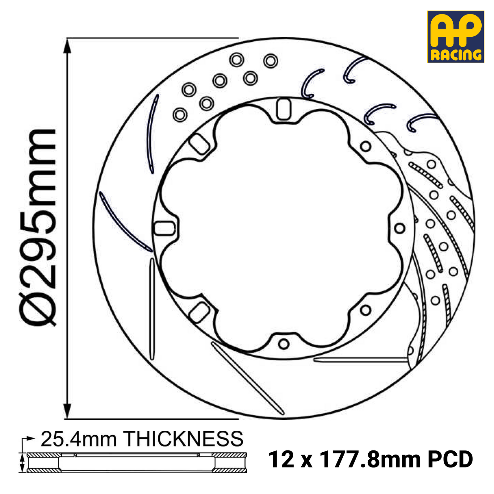 Ø295mm x 25.4mm Ventilated Brake Disc - 12 x 177.8mm PCD - D51