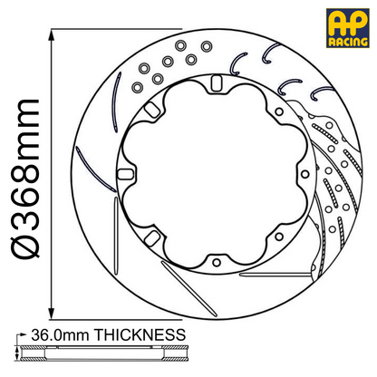 Ø368mm x 36.0mm Ventilated Brake Disc - 12 x 230.0mm PCD - Floating