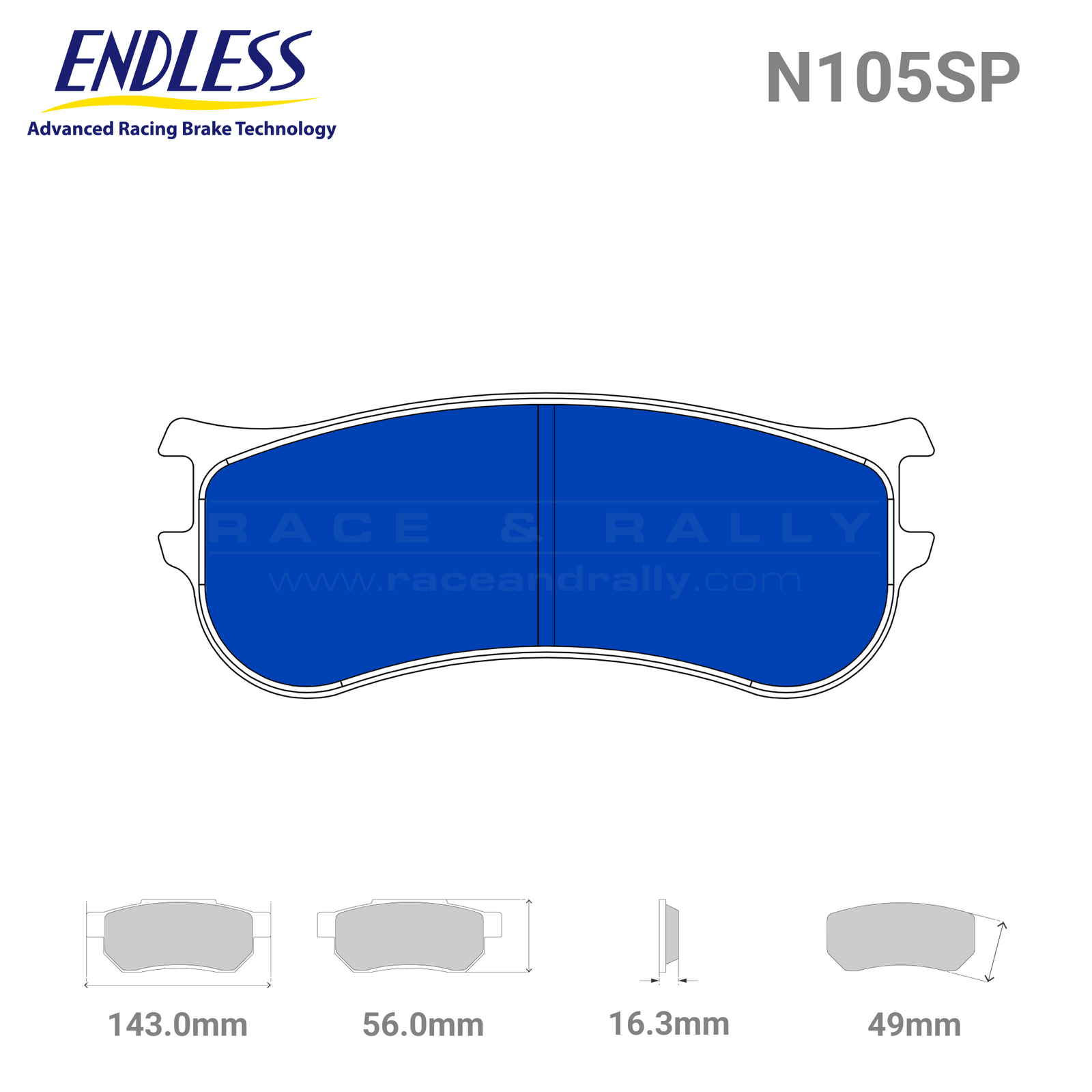 Endless RCP174 Brake Pad Set - N105SP - Race and Rally
