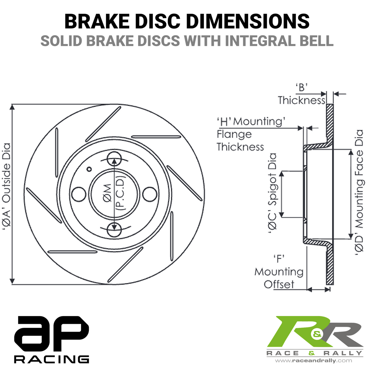 Ø264mm x 11.1mm Solid Brake Disc with Integral Bell - 4 x 107.95mm PCD