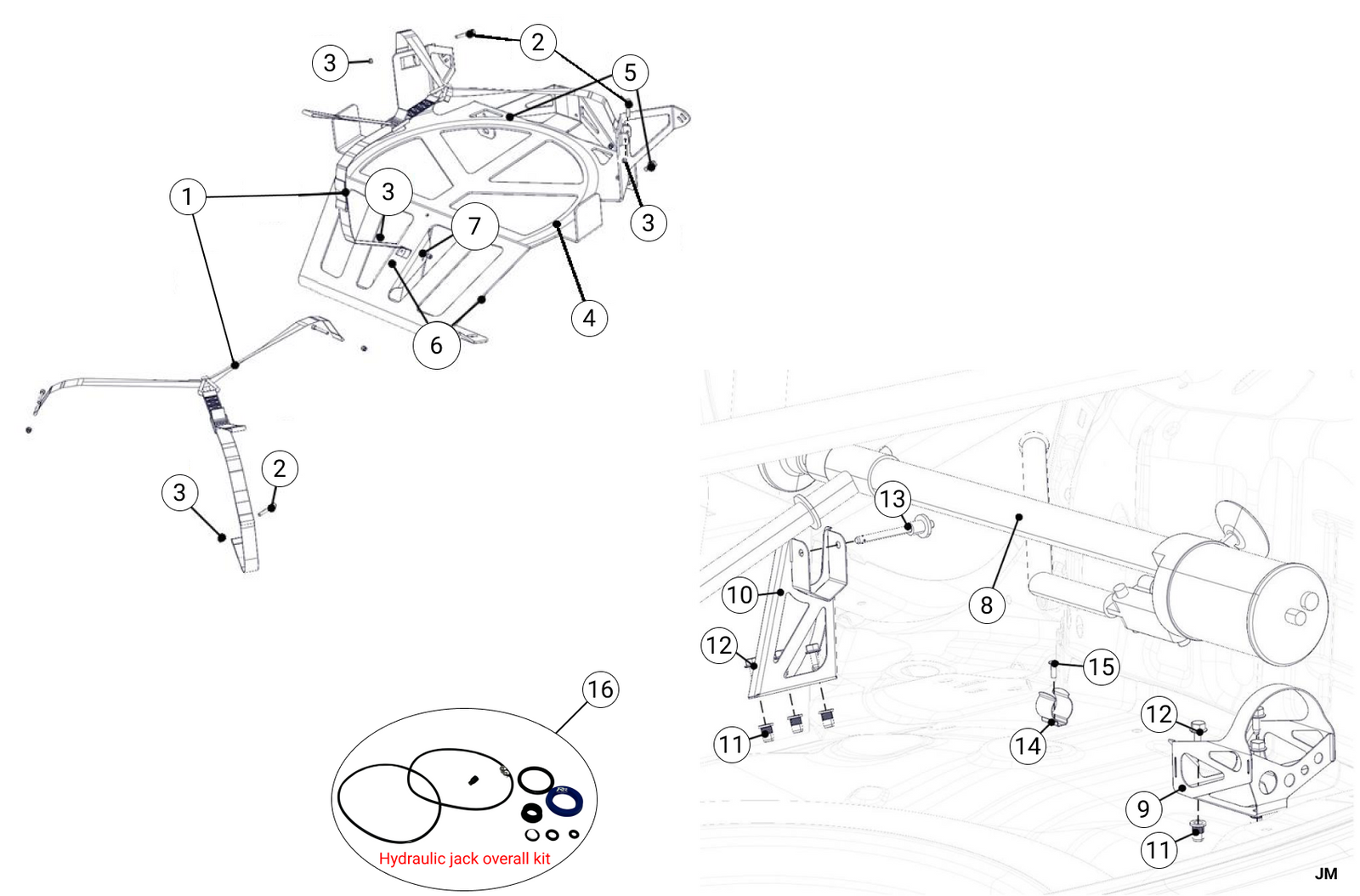 T3P - Spare Wheel Strap & Jack - Race and Rally