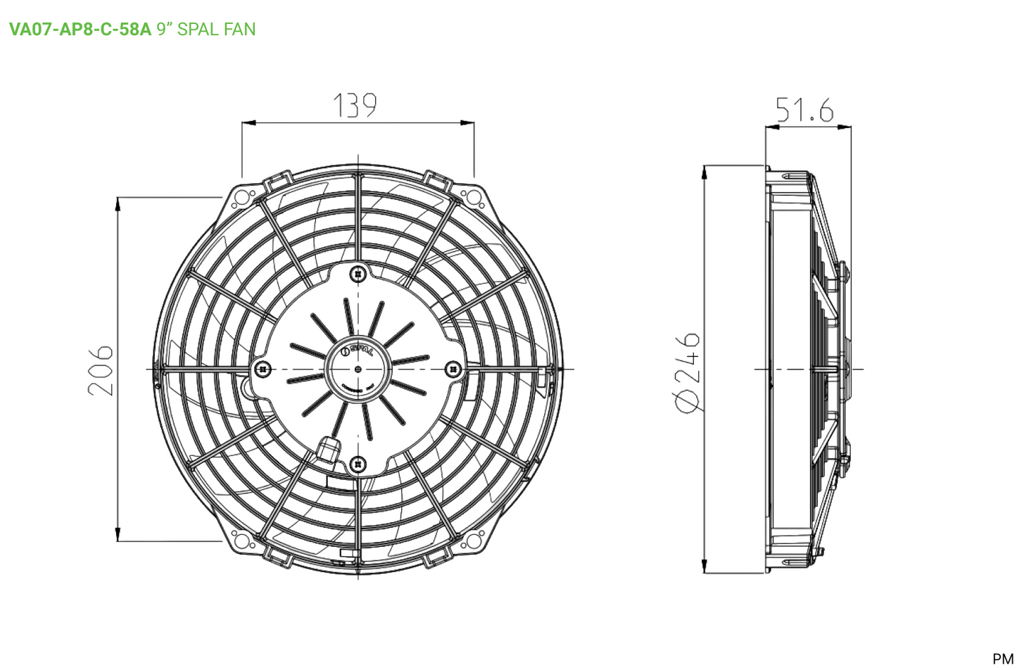 9" SPAL Fan - Pull Type - Race and Rally