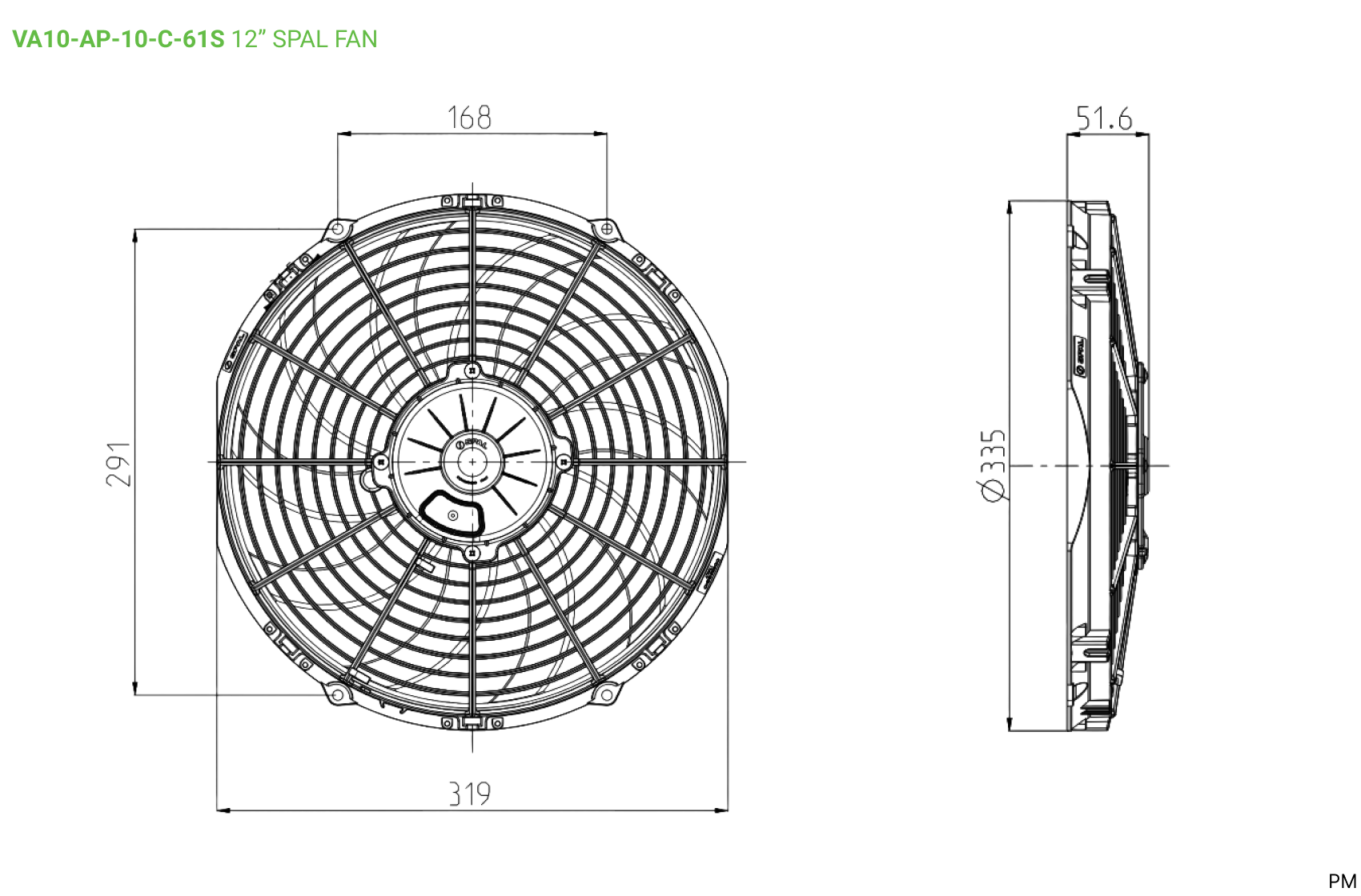 12" SPAL Fan - Push Type - Race and Rally