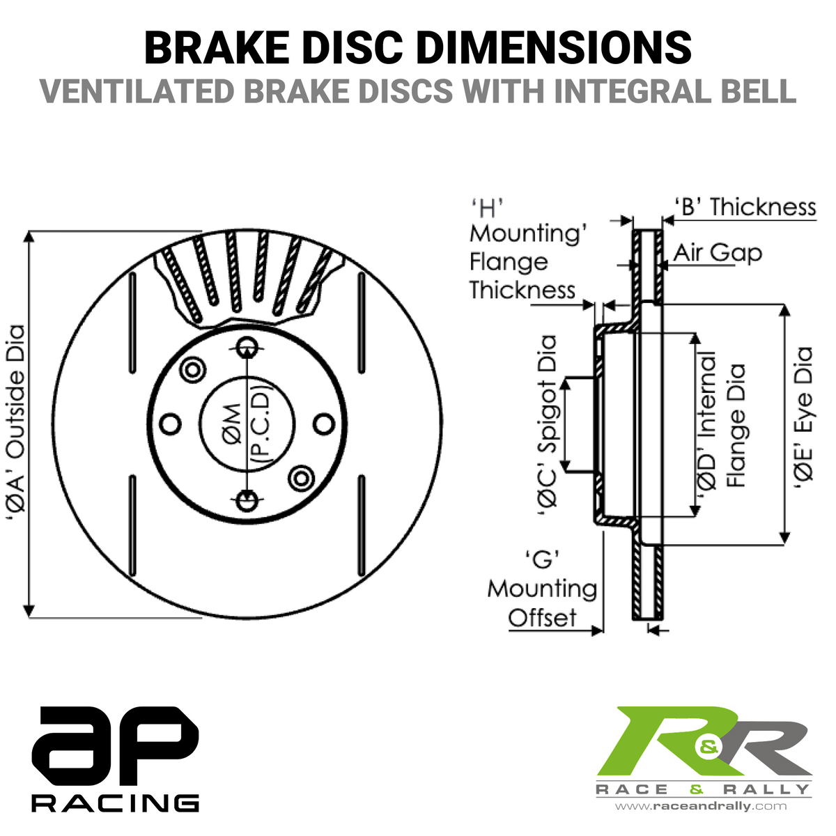 Ø254mm x 20.7mm Ventilated Brake Disc with Integral Bell - 4 x 100.0mm PCD