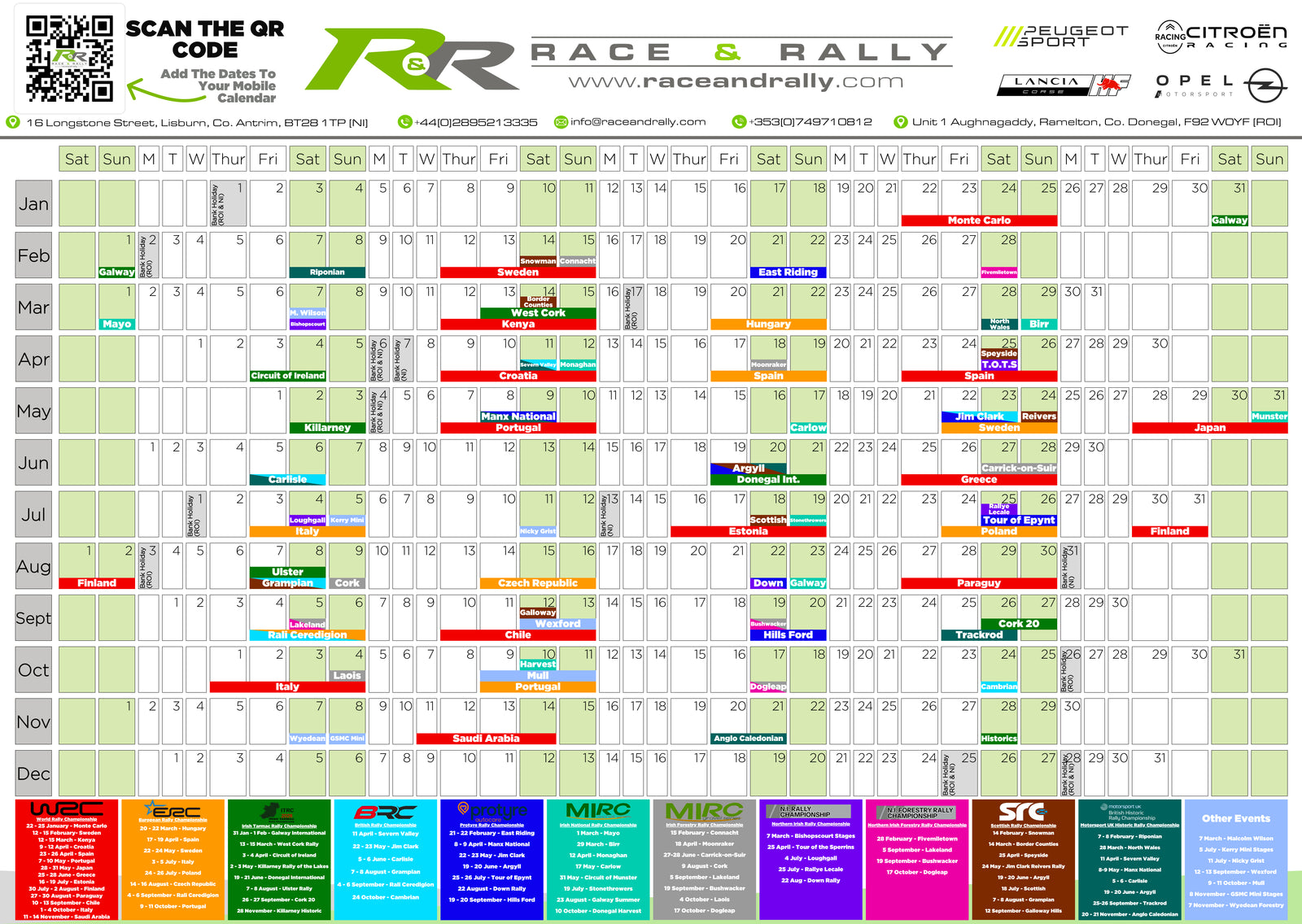 Race and Rally 2026 Wall Planner