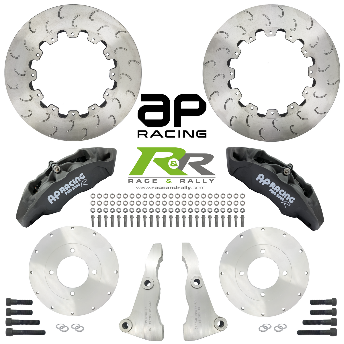 AP 15" Front Brake Kit - CP9440 Caliper - Ø304x28mm Discs - 'J' Hook Face Design - Race and Rally