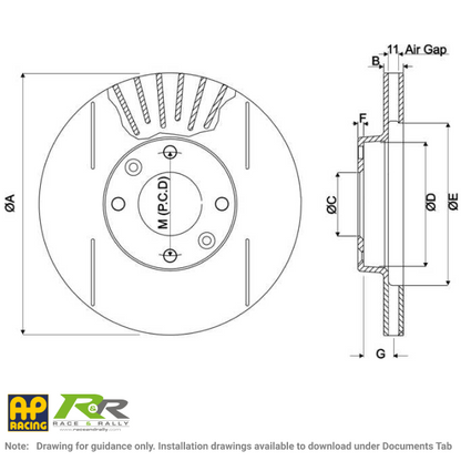 Ventilated Integral Mounted Bell Discs Dimensions