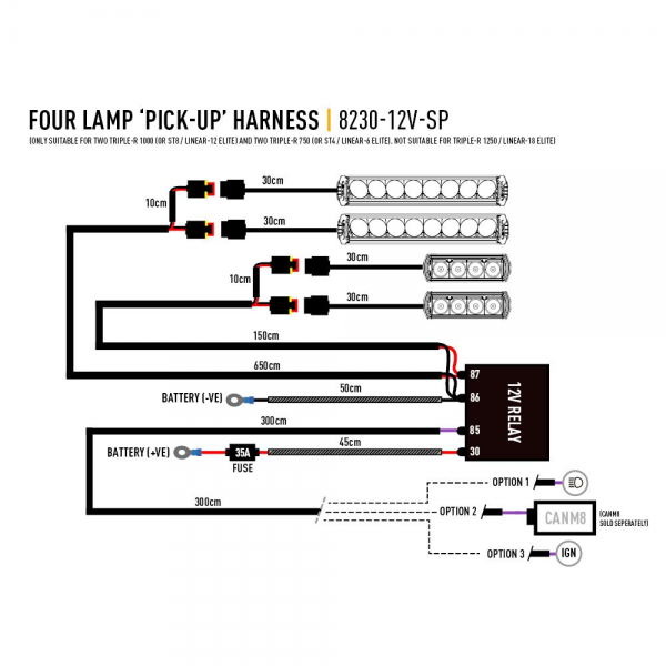 Four Lamp Pickup harness kit with splice, 8230-12V-SP - Wiring Diagram
