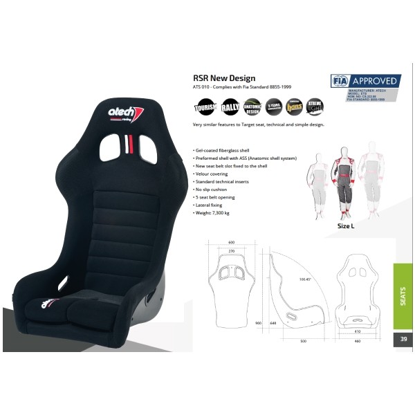 Atech Rsr Racing Seat, Car Seat Riser Brackets