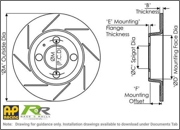 Solid Brake Disc with Integral bell Dimensions